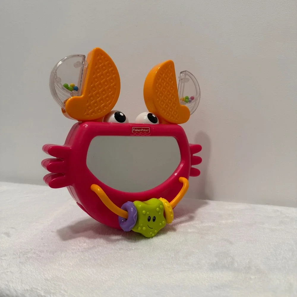 Fisher Price Crab Baby Mirror Toy Rattle Suction Cup‎ Toddler Play